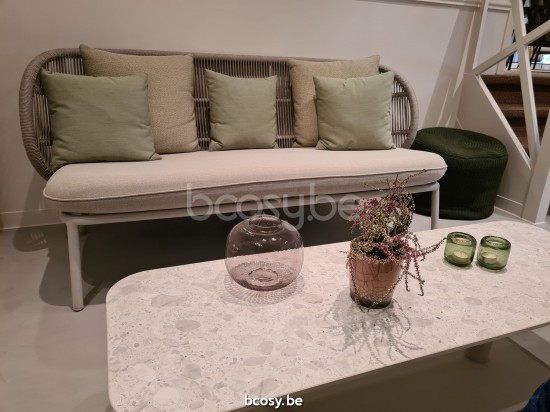 Vincent Sheppard Kodo Tables basses de jardin à café Cadre en Aluminium Blanc dune 129X45.