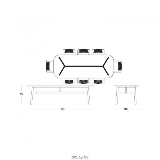 Vincent Sheppard DAVID Esstisch 280 David Gartentisch 280x106 Rahmen aus Gealtert Teakholz.