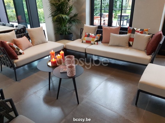 Vincent Sheppard Leo Ronde Tuinsalontafel Dia 60 Lava Aluminium frame.