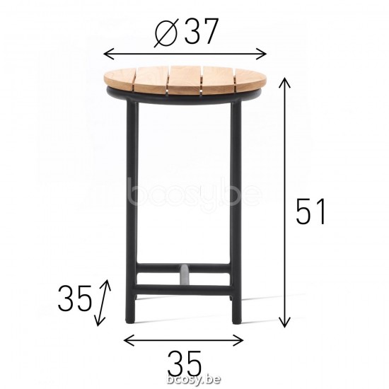 Vincent Sheppard Vincent Sheppard Wicked Round Garden Side Table Round White Aluminium frame Untreated Teak top.