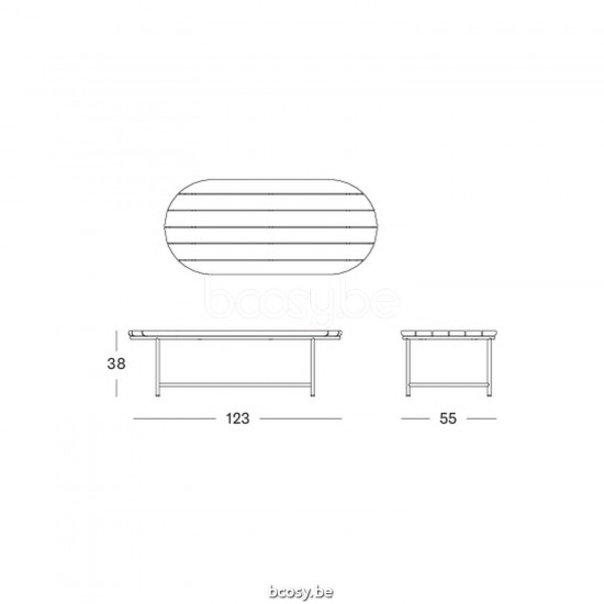 Vincent Sheppard Vincent Sheppard Wicked Garden Coffee Table 123x55 White Aluminium frame Untreated Teak top.