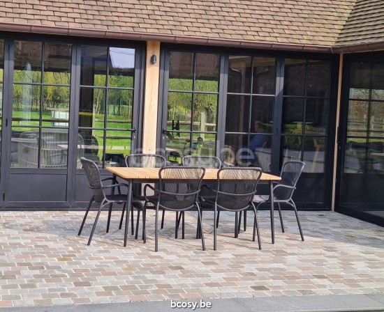 Vincent Sheppard Max Garten Aussentische Rahmen aus Schwarz Aluminium Teak Top 180x90.