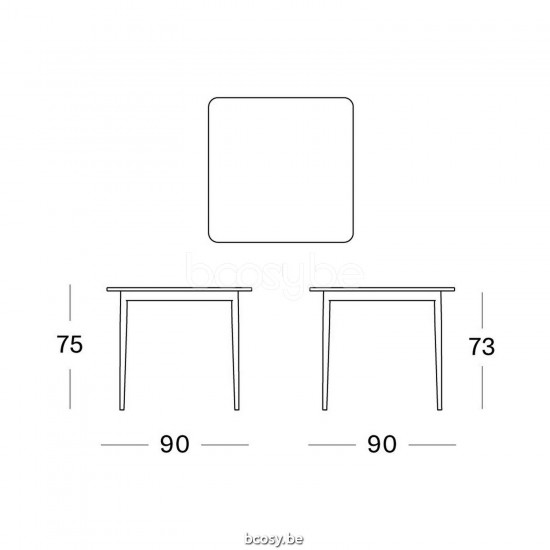 Vincent Sheppard Vincent Sheppard Max Garden Dining Table Teak Top 90x90 Black Aluminium frame Untreated Teak top.
