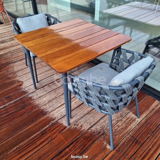 Vincent Sheppard Max Panneau En Teck 90x90 Table de Jardin cadre en Aluminium Gris fossile dessus de table Teck Non traité.