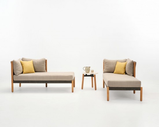 Vincent Sheppard Lento Runder Garten Beistelltisch Rund Rahmen aus Unbehandeltes Teakholz Tischplatte Portland Keramik.