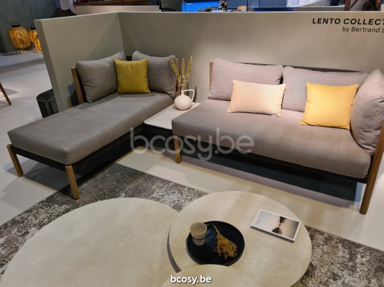 Vincent Sheppard Lento Modular Beistelltisch Anthrazit-Kohle Seil Polypropylen Tischplatte Portland Keramik.