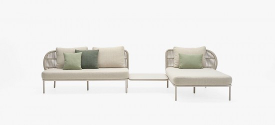 Vincent Sheppard Table d'appoint KODO Kodo 75x75 Table d'appoint modulaire Cadre en Aluminium Blanc dune.