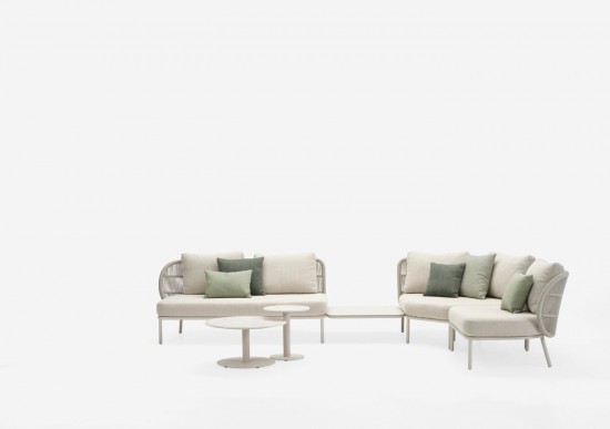 Vincent Sheppard Kodo garden outdoor coffee side tables Dune White Aluminium frame.