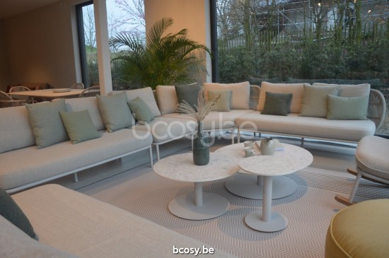 Vincent Sheppard Kodo Tables basses de jardin à café Cadre en Aluminium Blanc dune Dia 68.