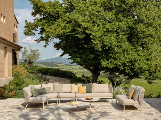 Vincent Sheppard Kodo garden outdoor coffee tables Dune White Aluminium frame Dia 68.