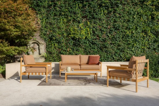 Vincent Sheppard Oda 129x53 Table ronde de jardin cadre en Teck Non traité dessus de table Céramique Portland.