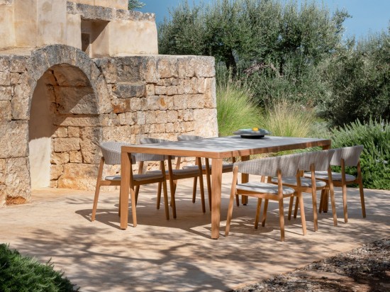 Vincent Sheppard Volta Garden outdoor dining tables Untreated Teak frame 240x100.